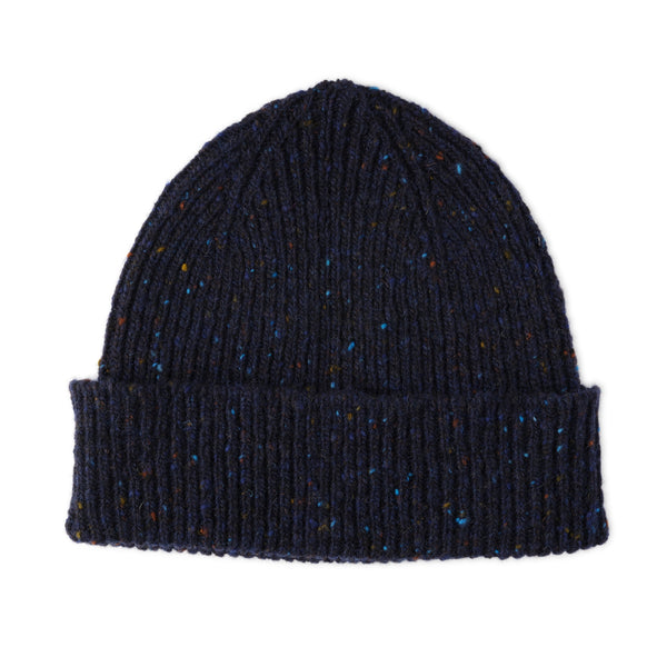 Mens Wool Beanie | Donegal | Navy Blue | The Cashmere Choice
