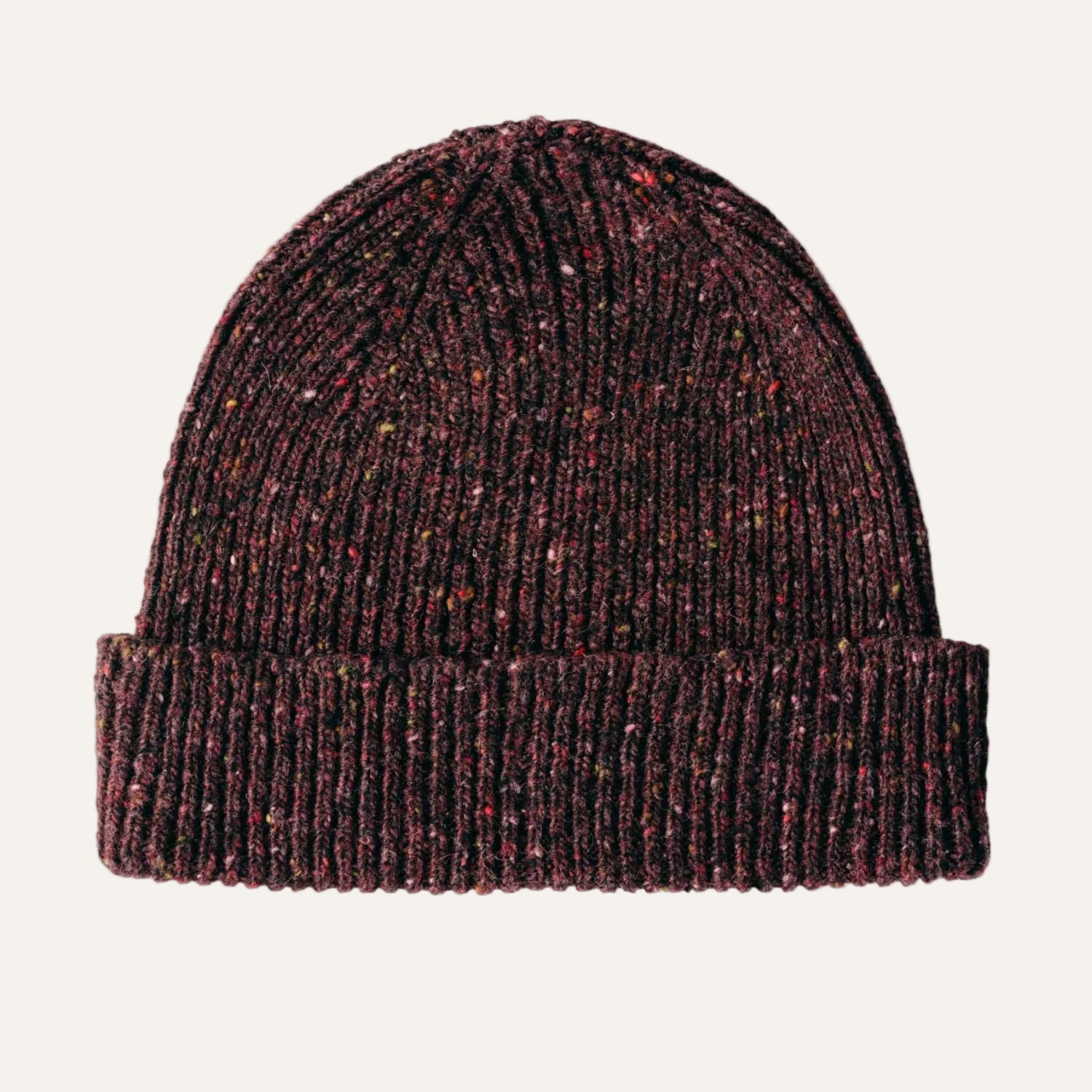 Mens Chunky Wool Beanie | Donegal Wool | Merlot | The Cashmere Choice