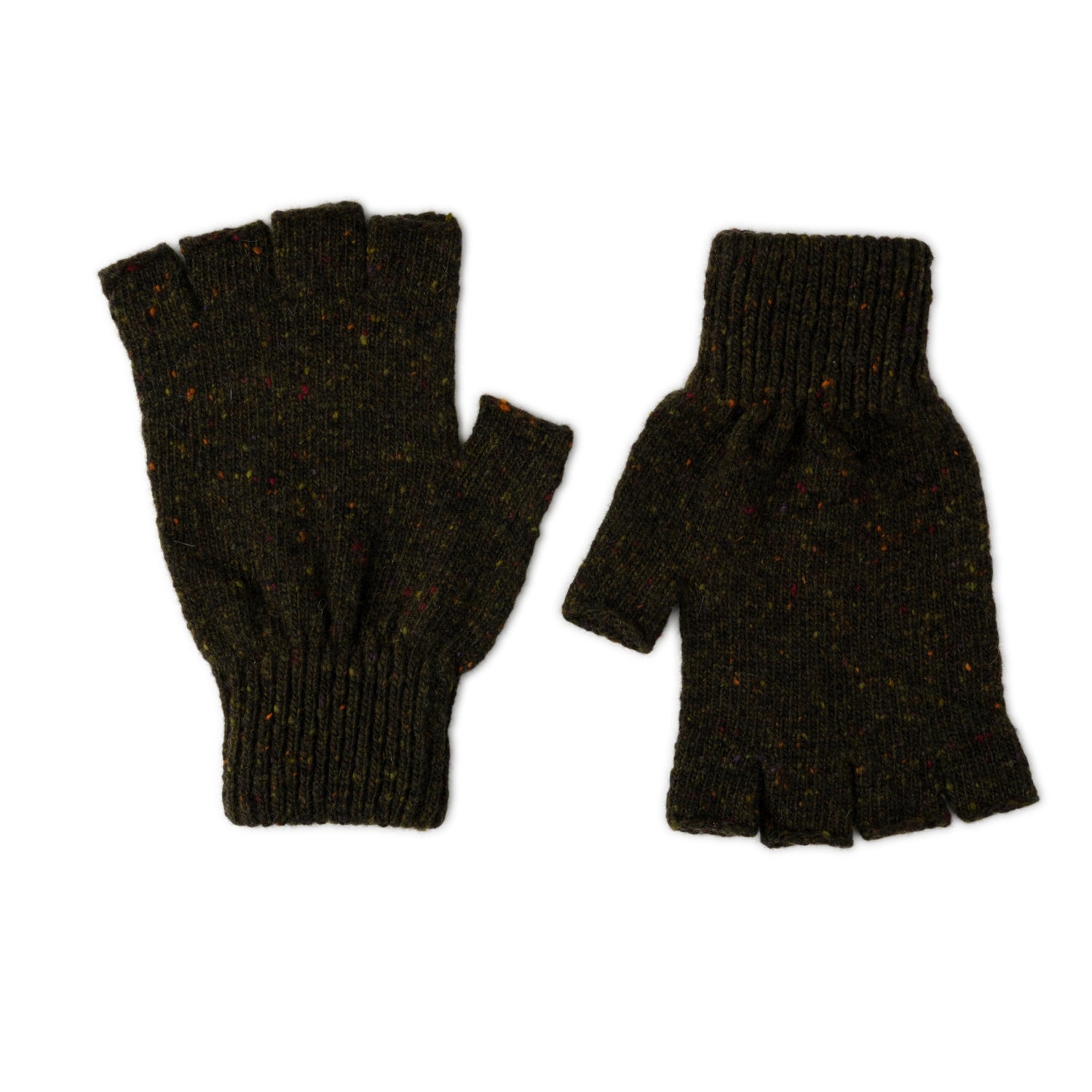 mens wool fingerless gloves - green