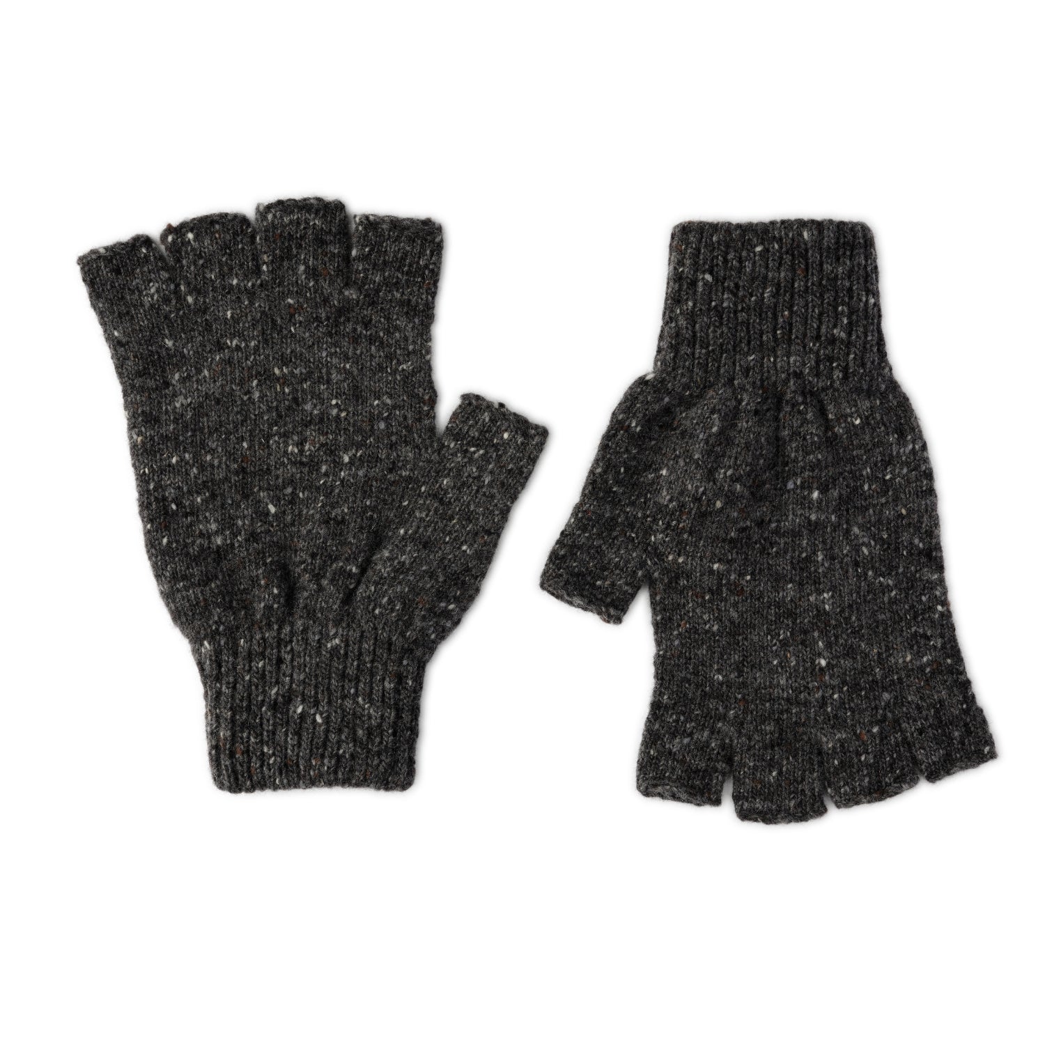 mens donegal wool grey fingerless gloves gift set
