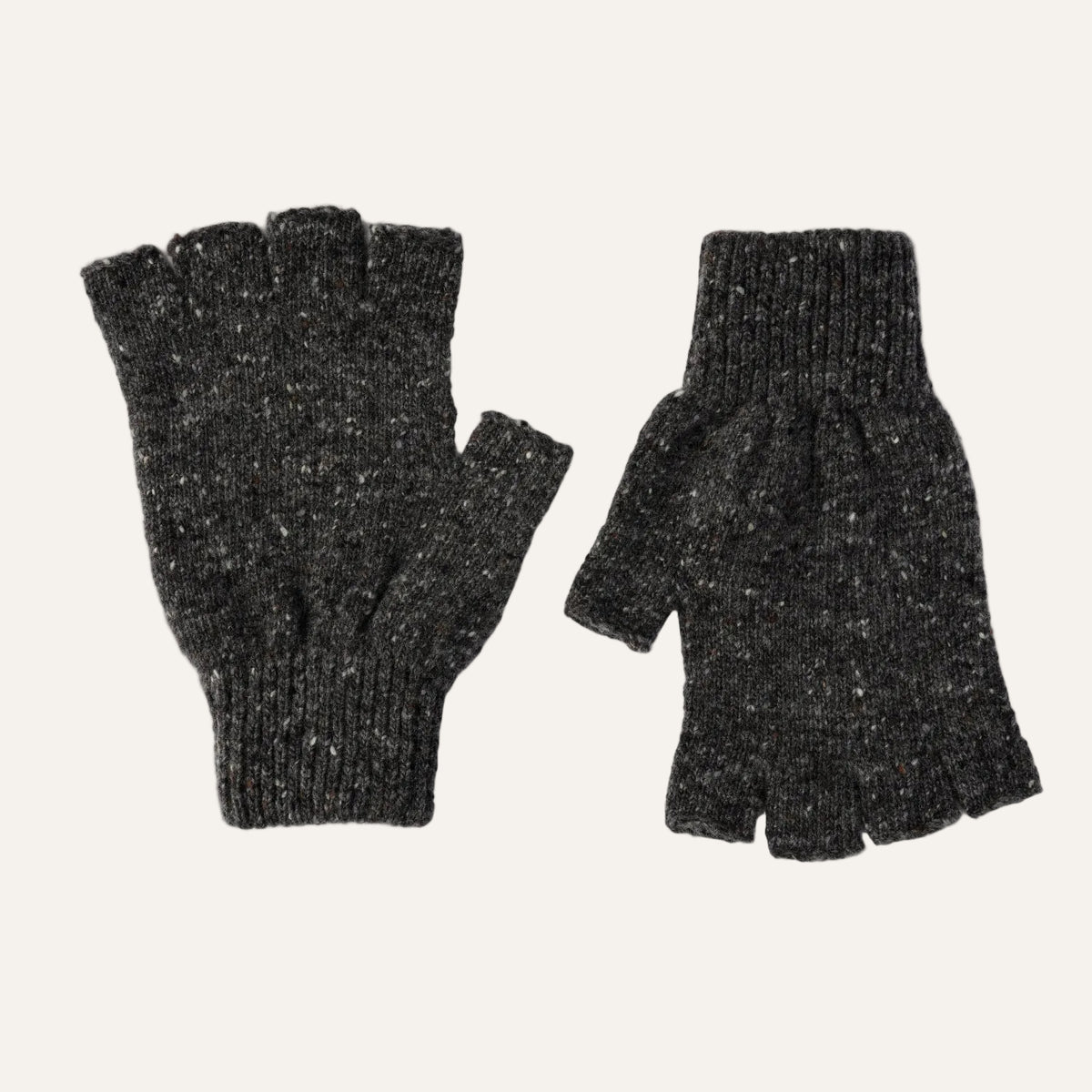 mens donegal wool grey fingerless gloves gift set