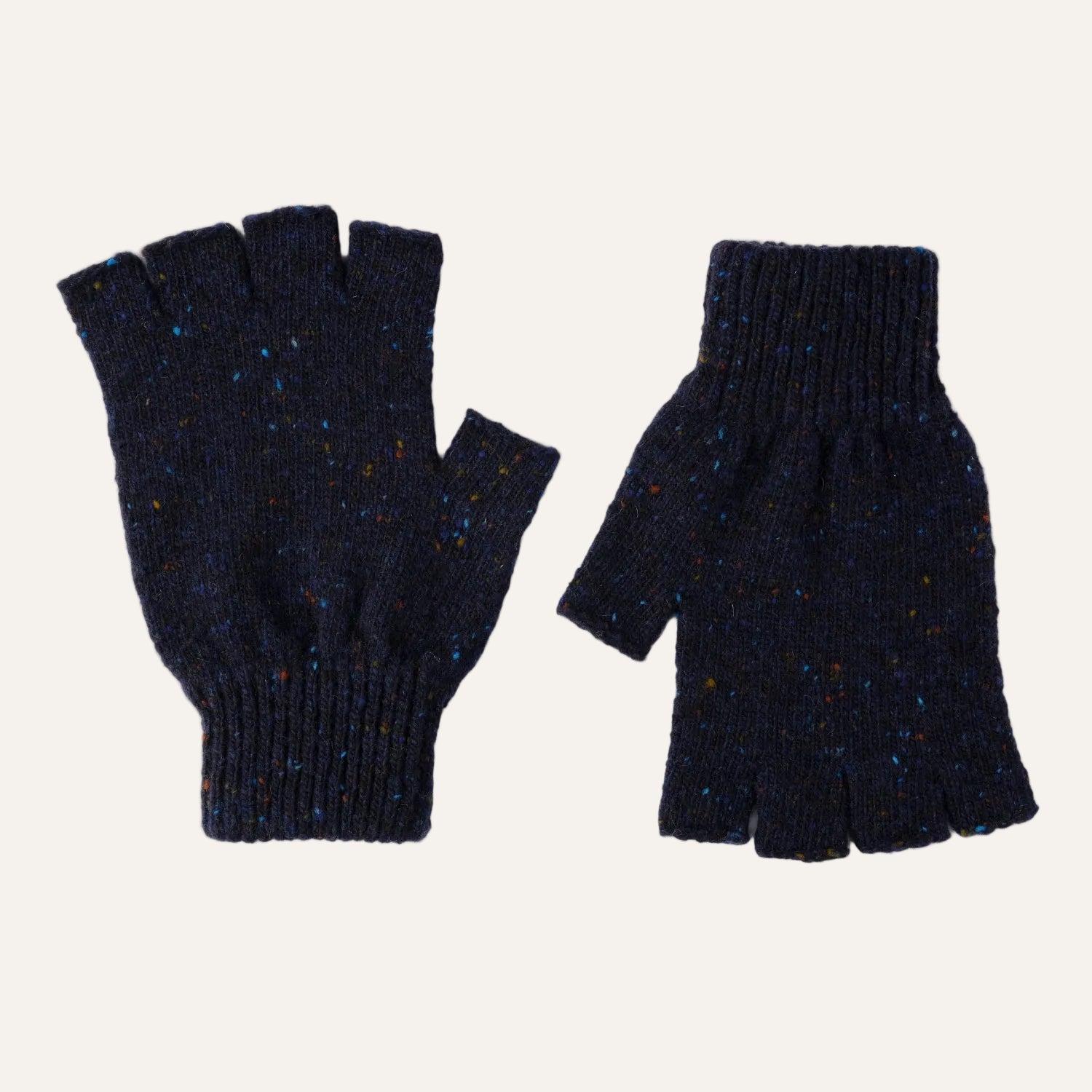 Wool fingerless gloves for Men  | Donegal Wool | Navy Blue | The Cashmere Choice