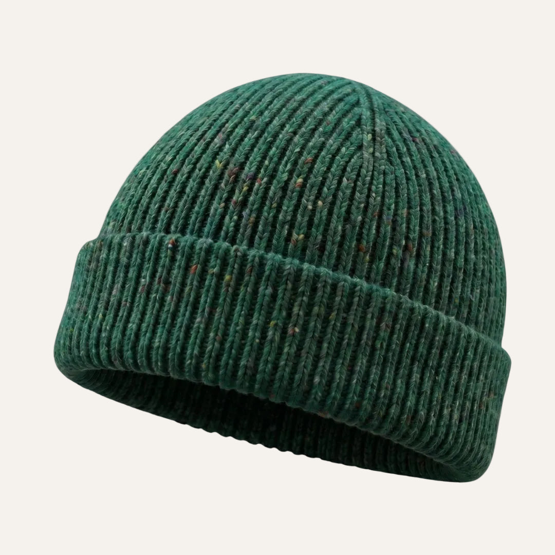 Colourful Chunky Beanie Hat | Unisex Knit hat |  Donegal Wool in emerald green | The Cashmere Choice