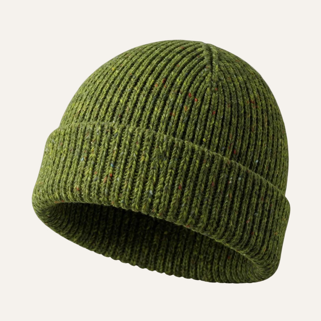 Colourful Chunky Beanie Hat | Unisex Knit hat |  Donegal Wool in green | The Cashmere Choice