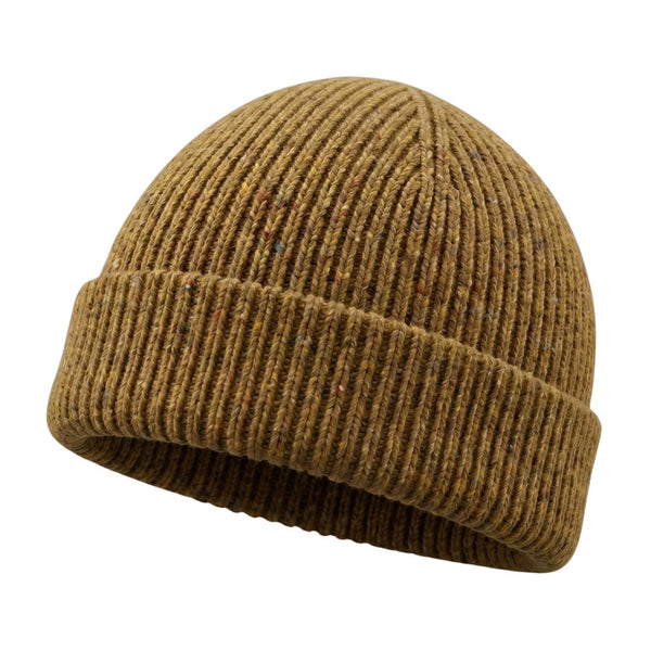 Colourful Chunky Beanie Hat | Unisex Knit hat |  Donegal Wool in brown | The Cashmere Choice