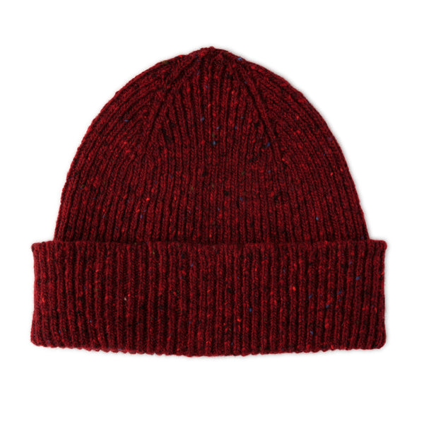 Mens Chunky Beanie | Donegal Wool | Red | The Cashmere Choice