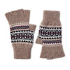 Patterned Fingerless Wool Gloves for Ladies | Otter Brown| The Cashmere Choice