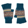 Patterned Fingerless Wool Gloves for Ladies | Teal Blue | The Cashmere Choice
