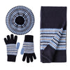 Women's Wool Scarf Hat and Glove Gift Set Fairisle Pattern - Navy Blue