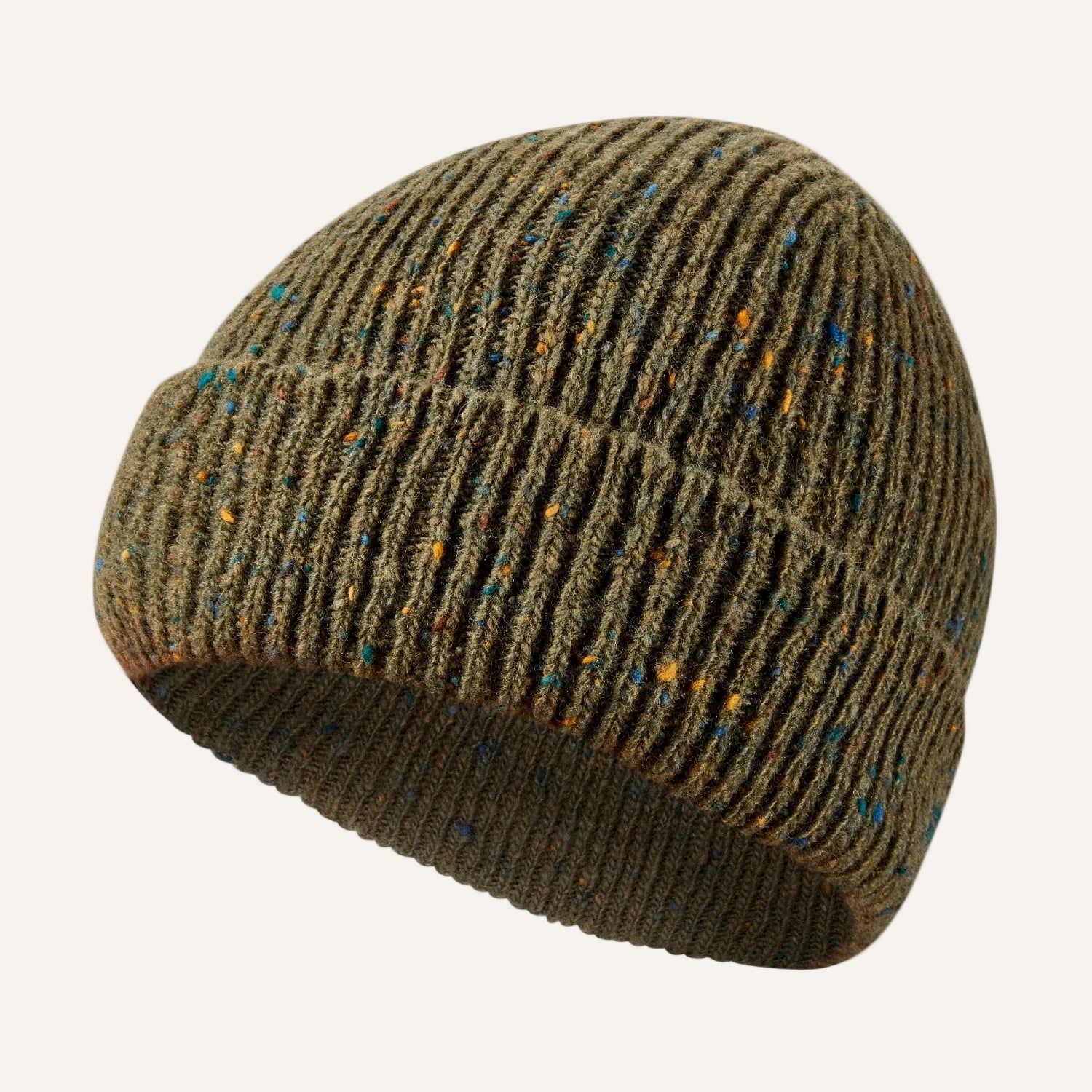 Colourful Chunky Beanie Hat | Unisex Knit hat |  Donegal Wool in Khaki Green | The Cashmere Choice