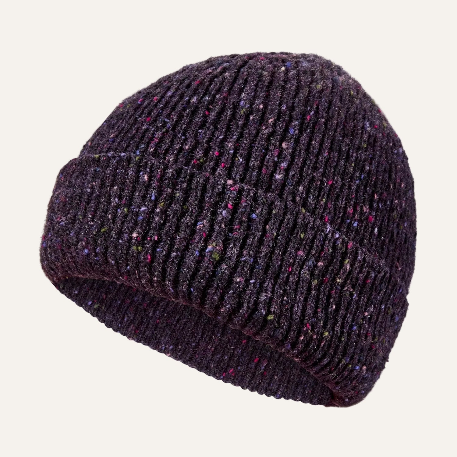 Colourful Chunky Beanie Hat | Unisex Knit hat |  Donegal Wool in Purple | The Cashmere Choice