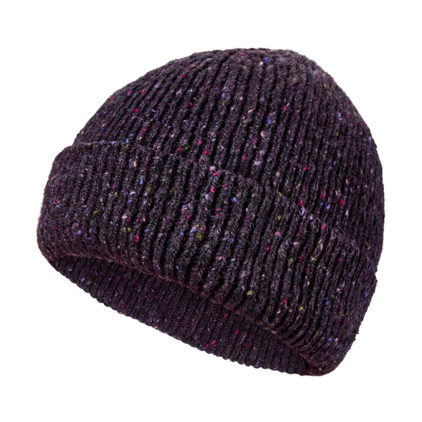 Colourful Chunky Beanie Hat | Unisex Knit hat |  Donegal Wool in Purple | The Cashmere Choice