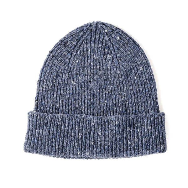 Mens Chunky Beanie | Donegal Wool | Denim Blue | The Cashmere Choice