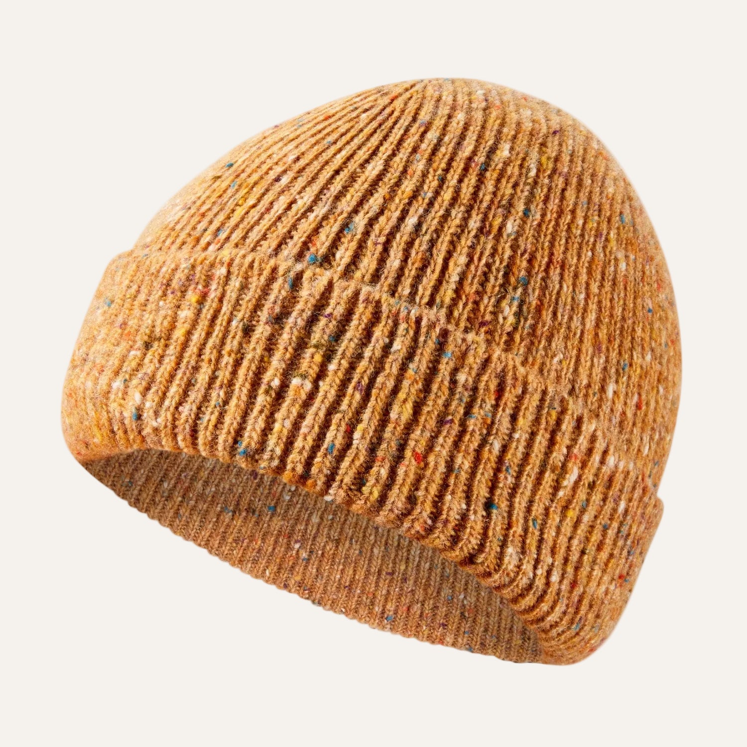 Colourful Chunky Beanie Hat | Unisex Knit hat |  Donegal Wool in Toffee | The Cashmere Choice