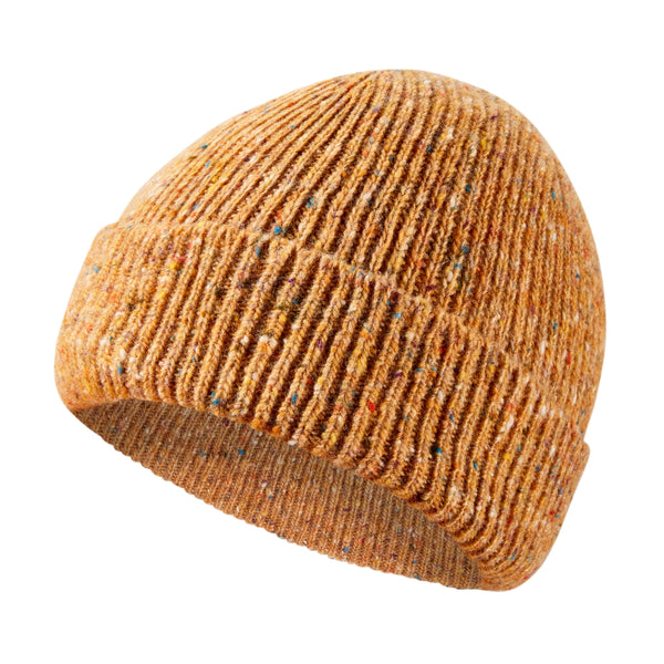 Colourful Chunky Beanie Hat | Unisex Knit hat |  Donegal Wool in Toffee | The Cashmere Choice