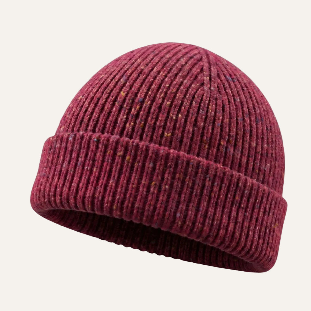 Colourful Chunky Beanie Hat | Unisex Knit hat |  Donegal Wool in pink red | The Cashmere Choice