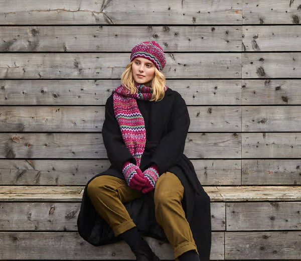 Fairisle Patterned Beret Hat Gloves and Scarf Set | The Cashmere Choice