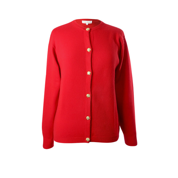 Ladies Cashmere Cardigan | Red | 3 Ply