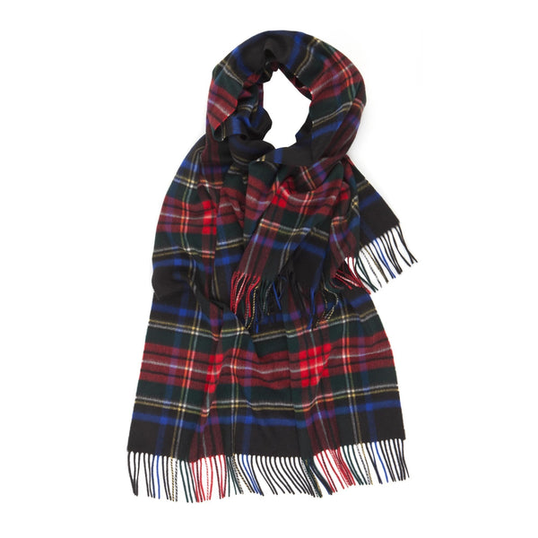 Johnsons of Elgin | Johnstons Cashmere | Black Stewart Tartan Cashmere Stole | Large Scarf | buy at The Cashmere Choice | London