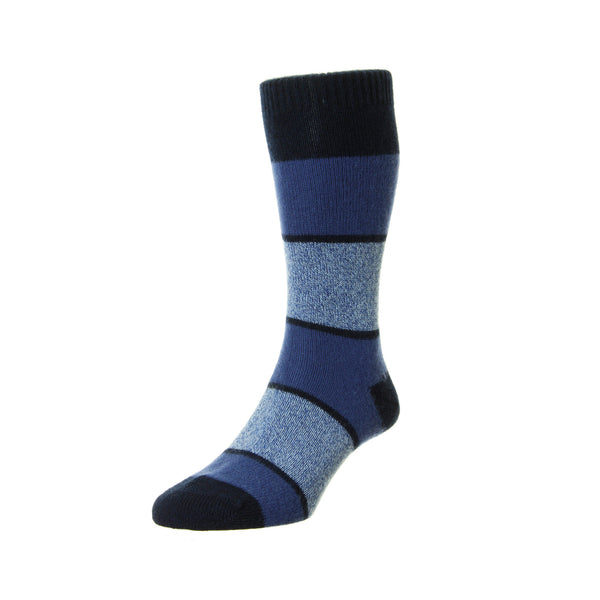 Pantherella Socks | Mens Cashmere Socks UK | Blue stripes 