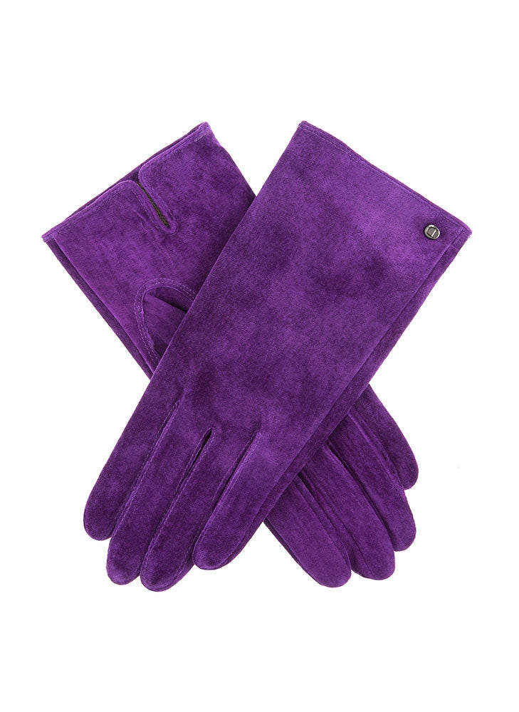 Suede ladies gloves in amethyst purple