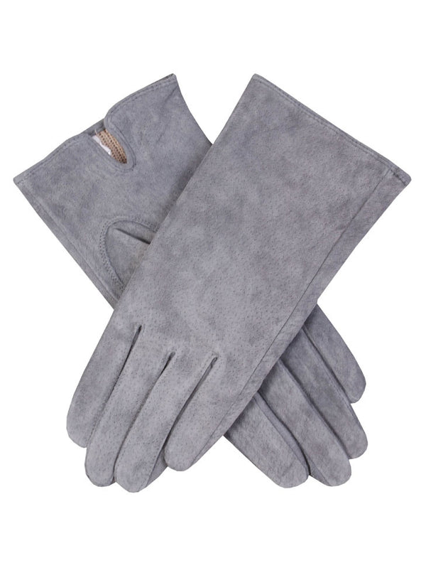 Suede ladies gloves in grey