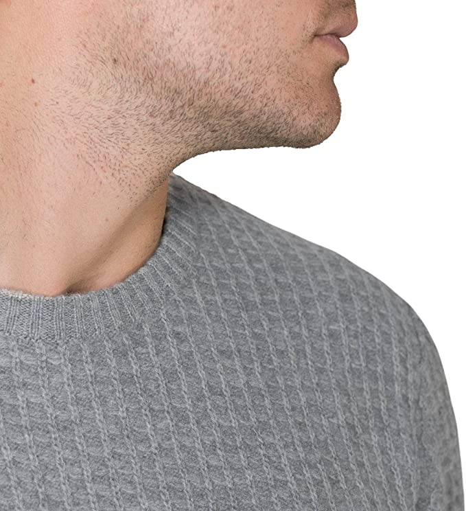 Lona Scott - Mens 4-Ply Cashmere Round Neck - Honeycomb Knit