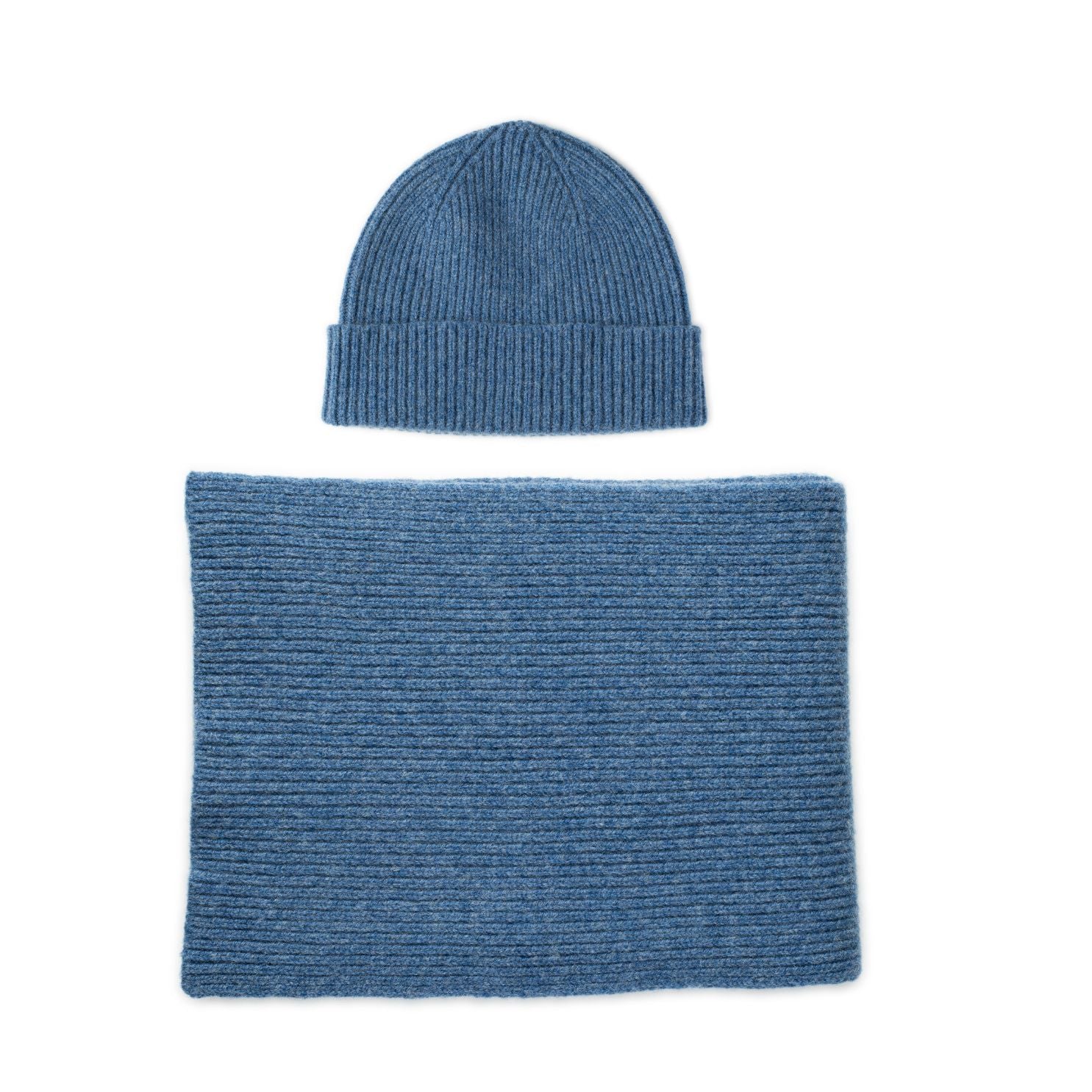 Sky Blue Lambswool Hat and Scarf Set