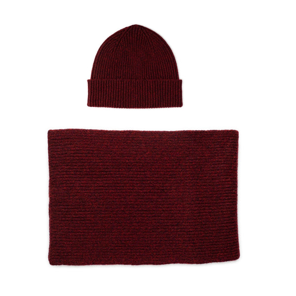 Autumn Red Lambswool Hat and Scarf Set | Clyde 