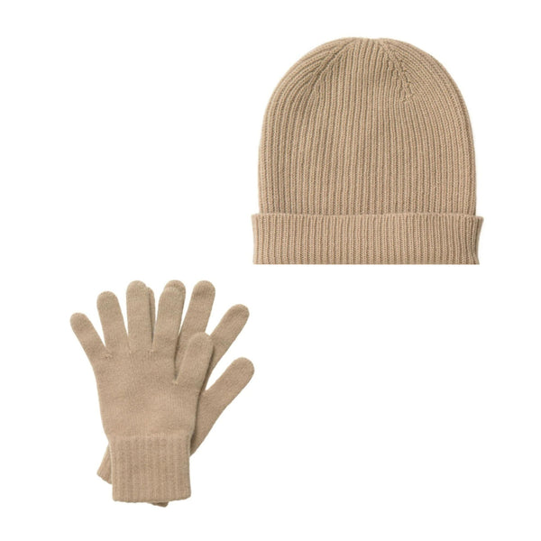 Camel Cashmere Hat and Gloves Set