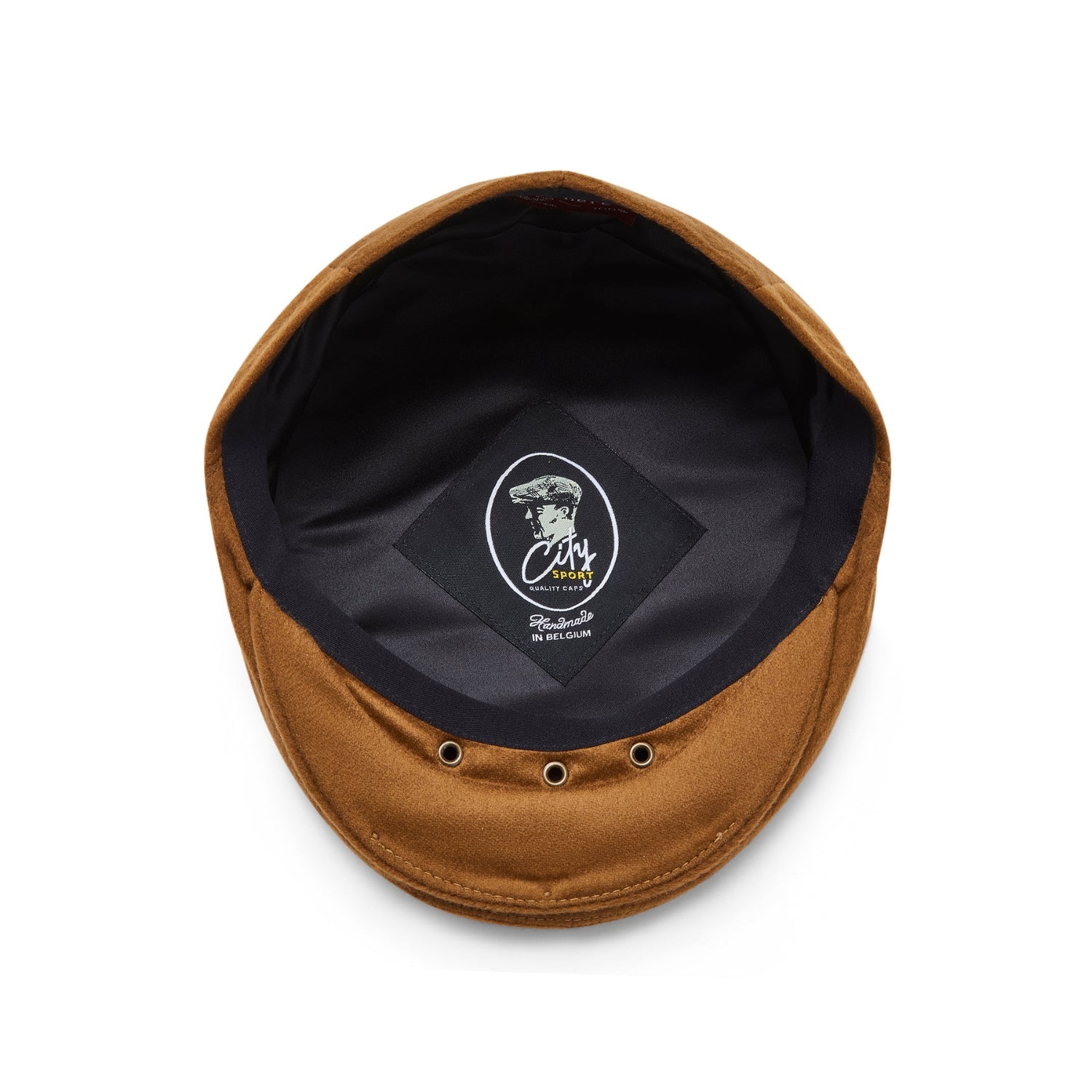Camel Cashmere Flat Cap for Men by CitySport | Inside View | The Cashmere Choice