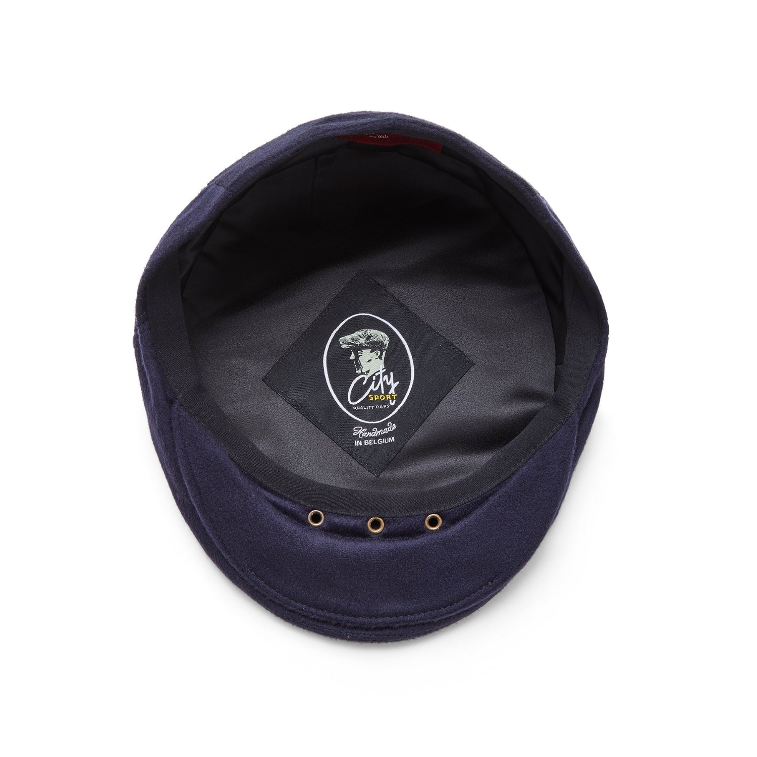 Navy Cashmere Flat Cap for Men by CitySport | Inside View | The Cashmere Choice