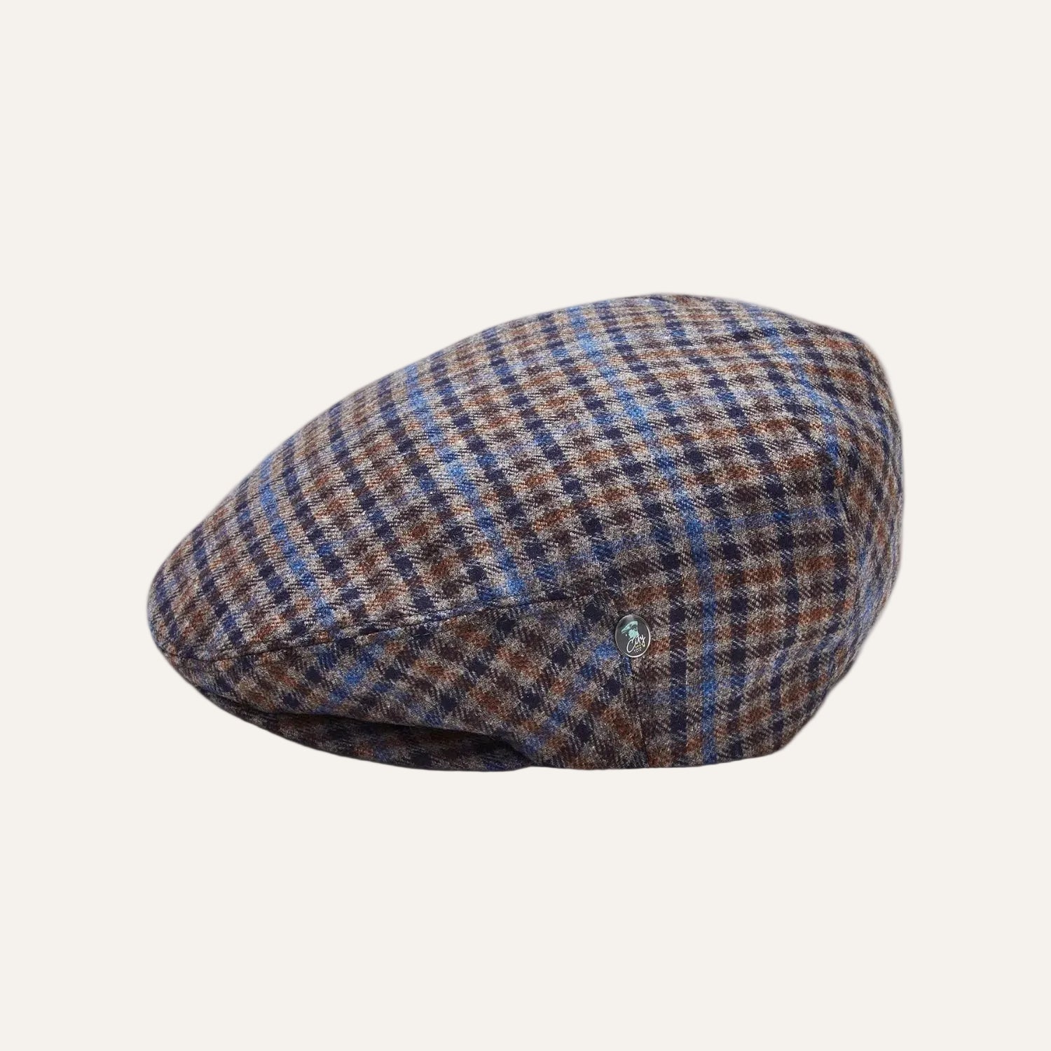 Cool Comfort Wool & Cashmere Flat Cap | Blue Check | City Sport