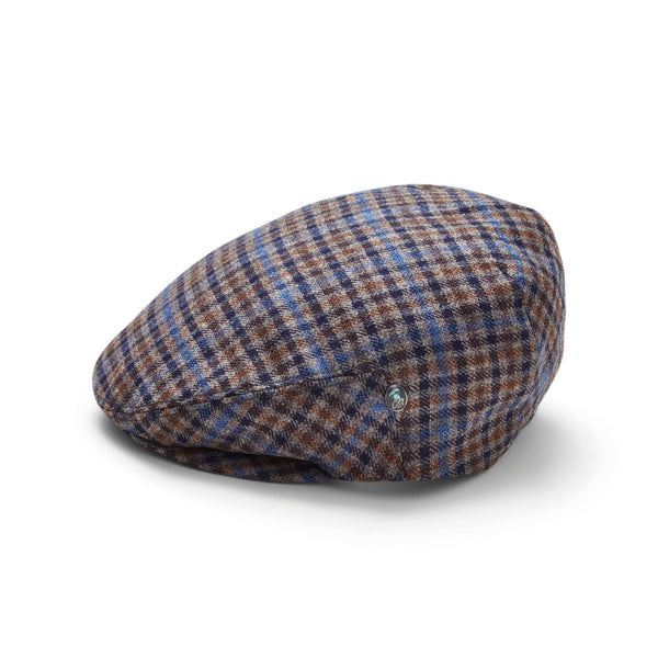 Cool Comfort Wool & Cashmere Flat Cap | Blue Check | City Sport