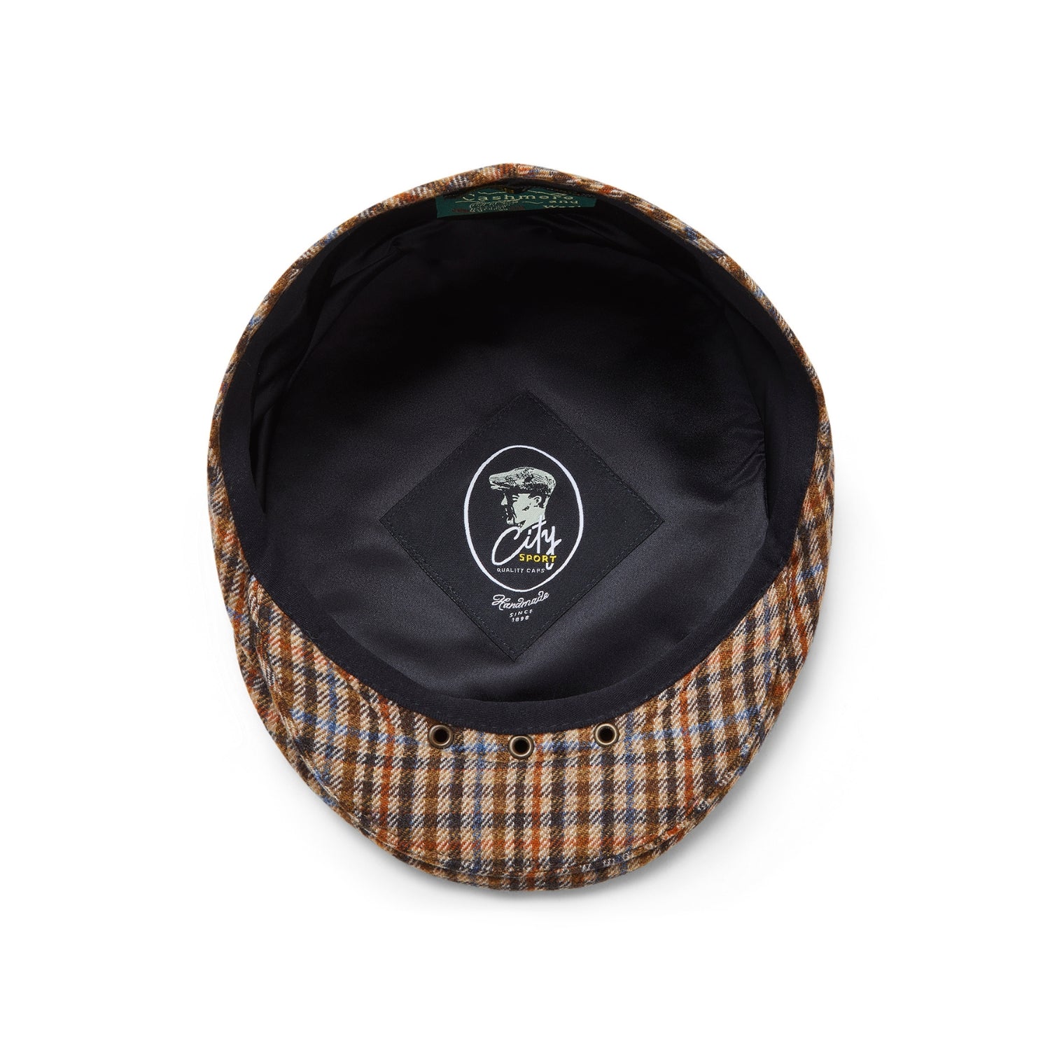 Cool Comfort Wool & Cashmere Flat Cap | Brown Check | City Sport