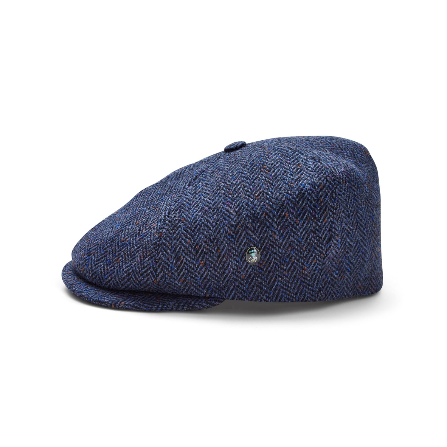 Donegal Tweed 6 Piece News Boy Cap | Blue Narrow Herringbone | City Sport