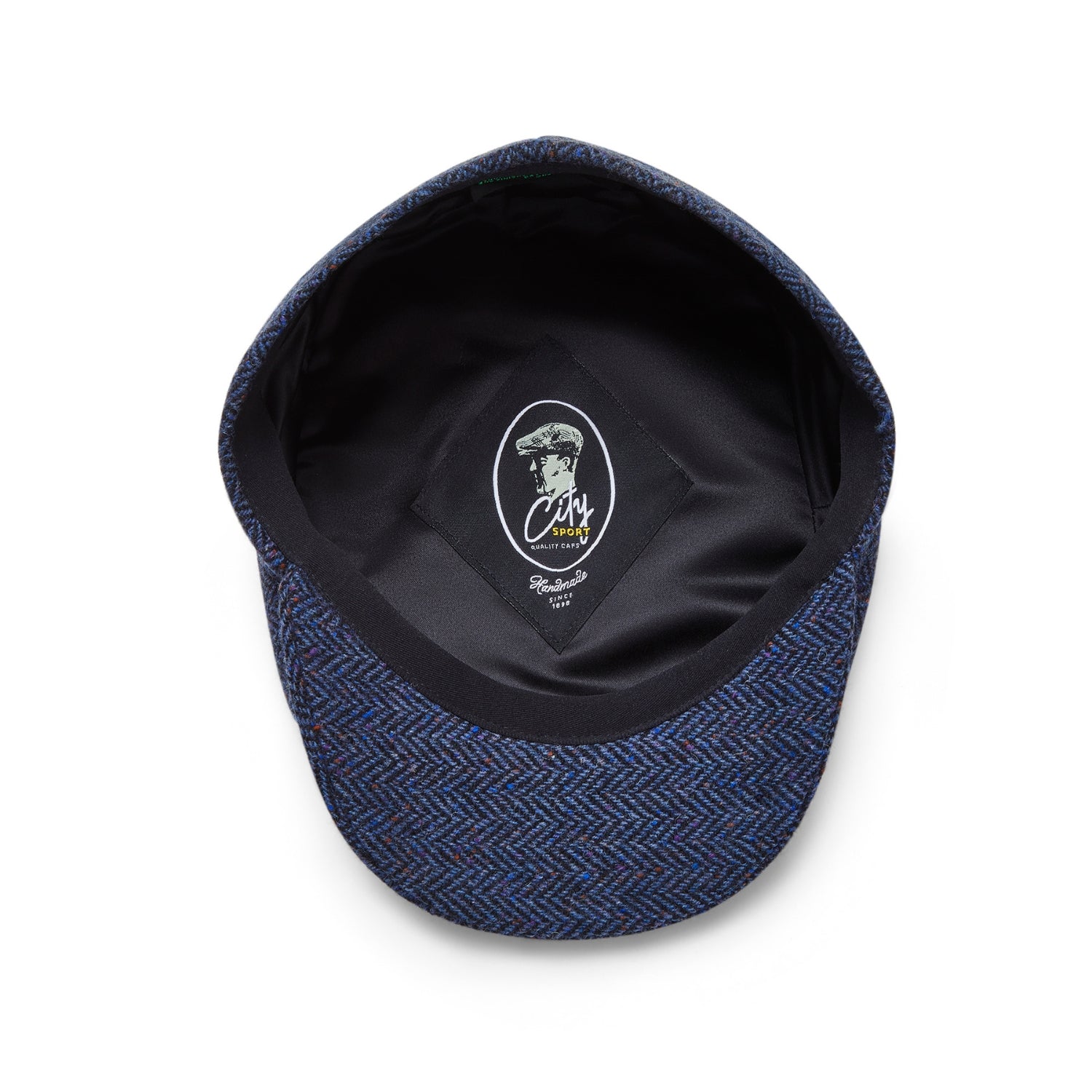 Donegal Tweed 6 Piece News Boy Cap | Blue Narrow Herringbone | City Sport