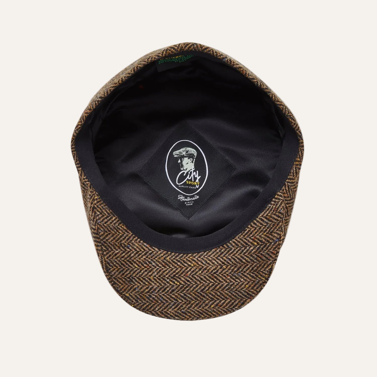 Donegal Tweed 6 Piece News Boy Cap | Brown Herringbone | City Sport