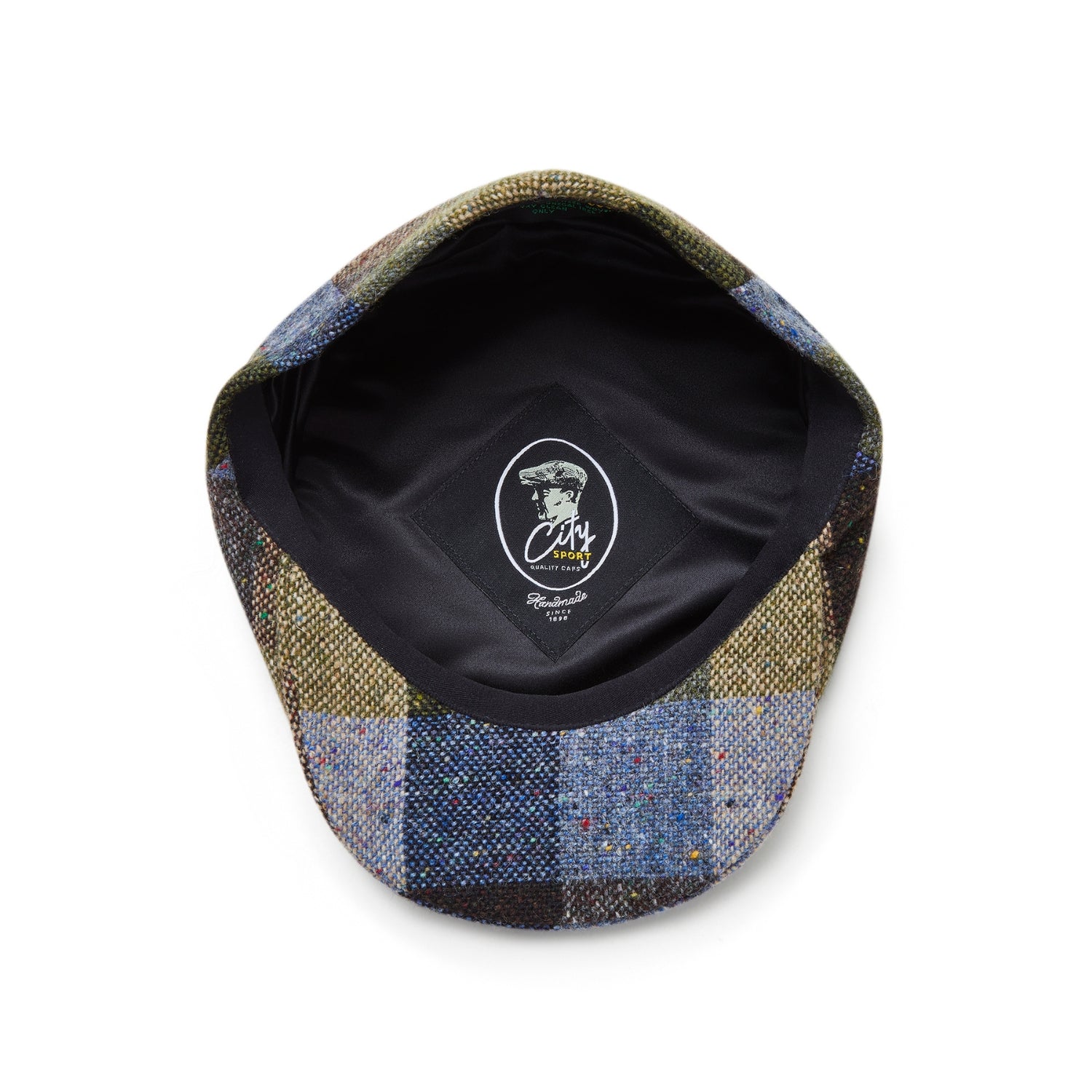 Donegal Tweed Flat Cap | Extended Peak Blue Green Check | City Sport