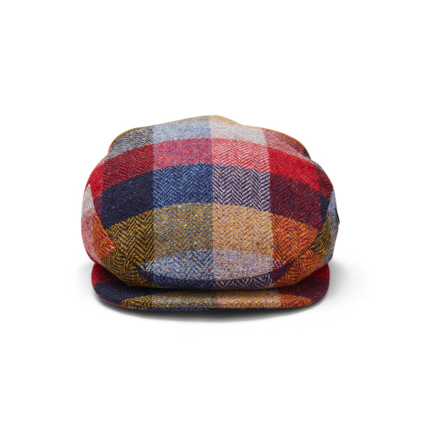 Donegal Tweed Flat Cap | Extended Peak |  Red Navy Check | City Sport