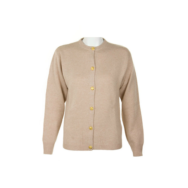 Ladies Cashmere Cardigan | Beige | 3 Ply