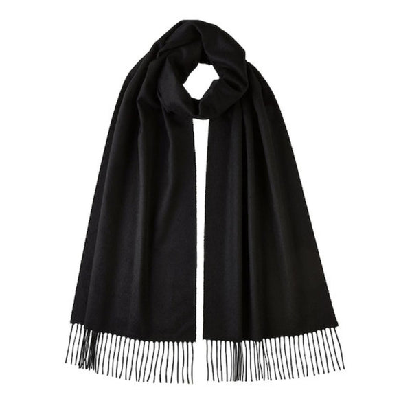 Johnsons of Elgin | Johnston Cashmere | Black Cashmere Scarf | buy at The Cashmere Choice | London