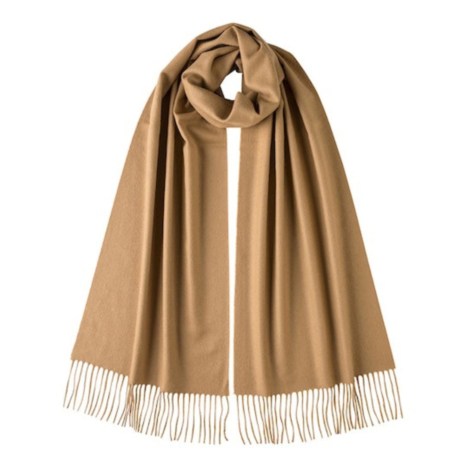 Johnsons of Elgin | Johnston Cashmere | Camel | Beige Cashmere Scarf | buy at The Cashmere Choice | London
