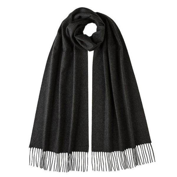 Johnsons of Elgin | Johnston Cashmere | Charcoal Grey Cashmere Scarf | buy at The Cashmere Choice | London