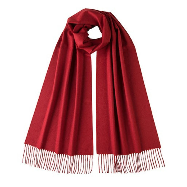 Johnsons of Elgin | Johnston Cashmere | Red Cashmere Scarf | buy at The Cashmere Choice | London