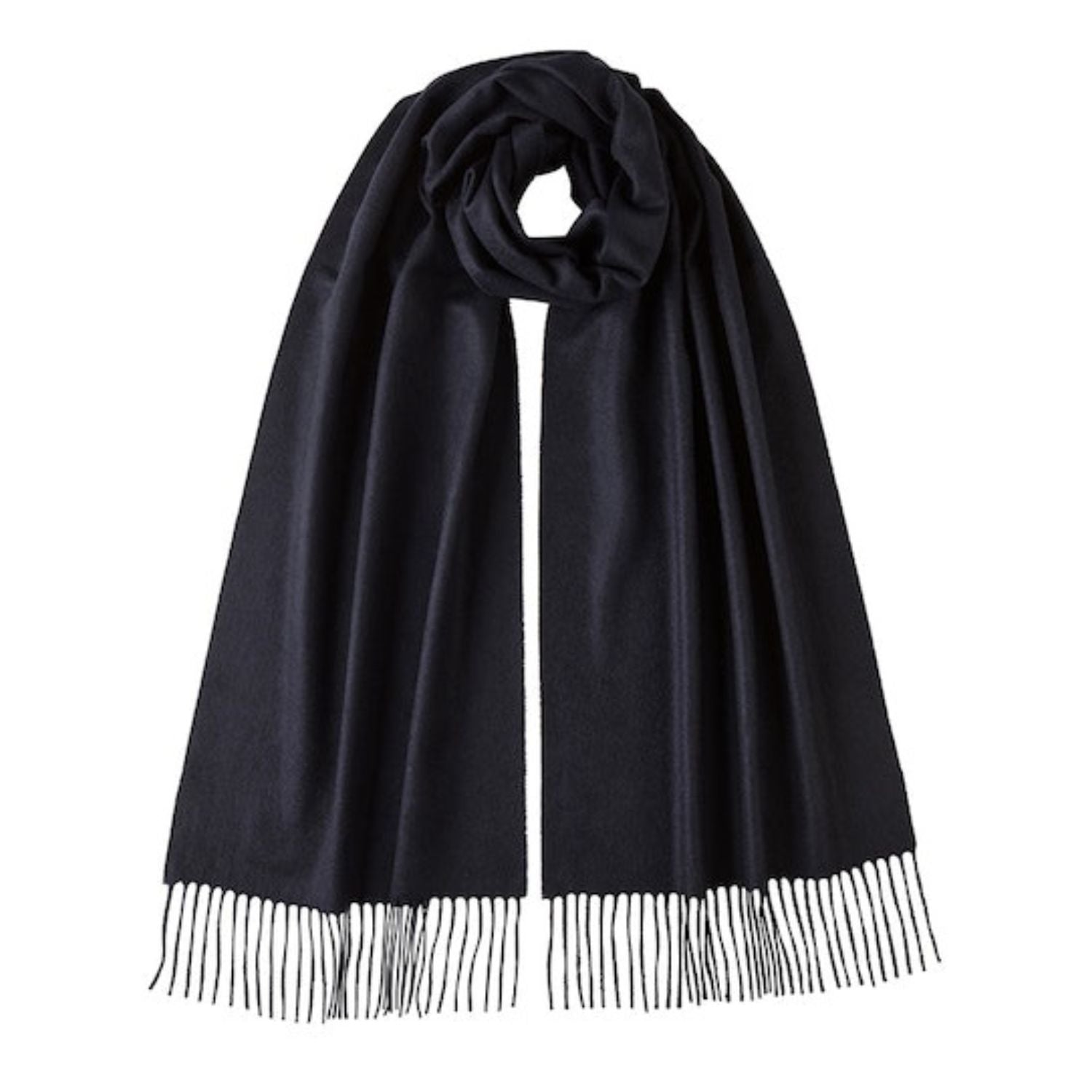 Johnsons of Elgin | Johnston Cashmere | Navy Blue Cashmere Scarf | buy at The Cashmere Choice | London