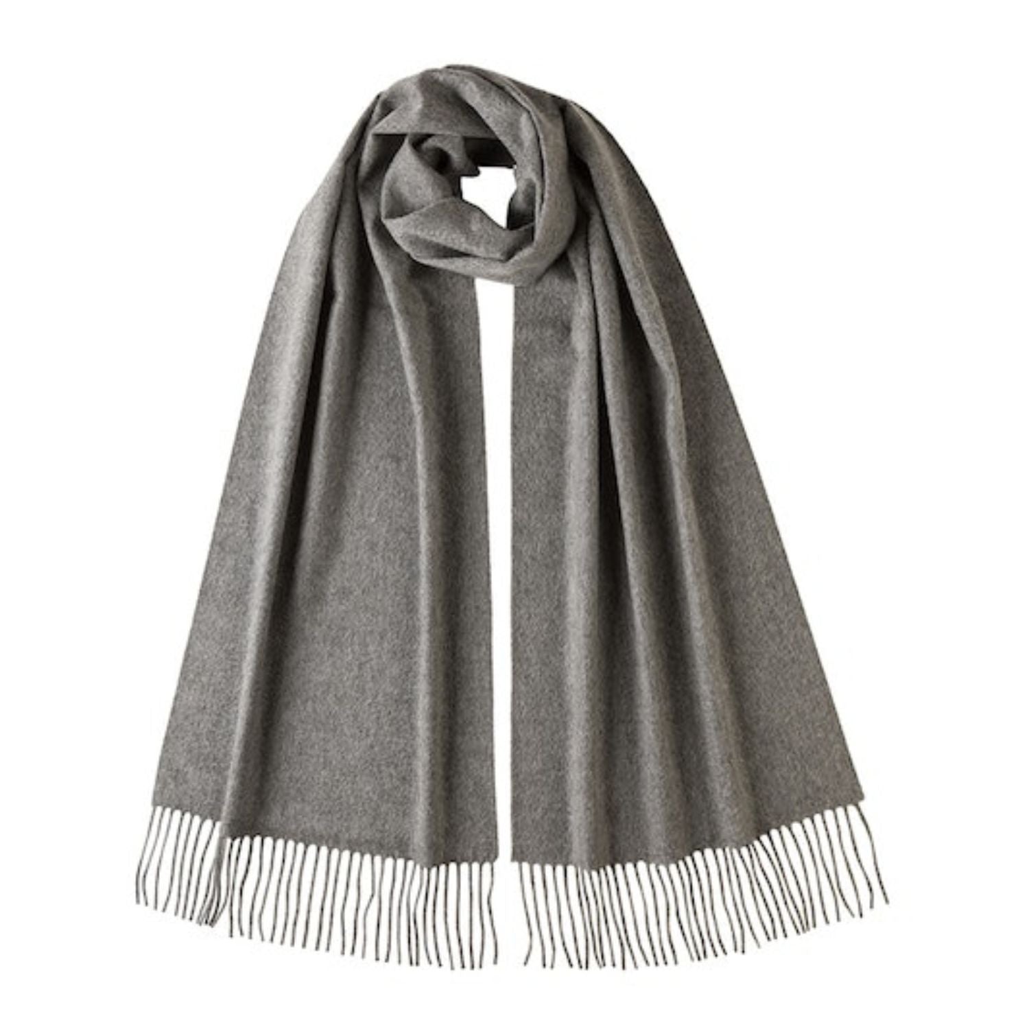 Johnsons of Elgin | Johnston Cashmere | Medium Grey Cashmere Scarf | buy at The Cashmere Choice | London