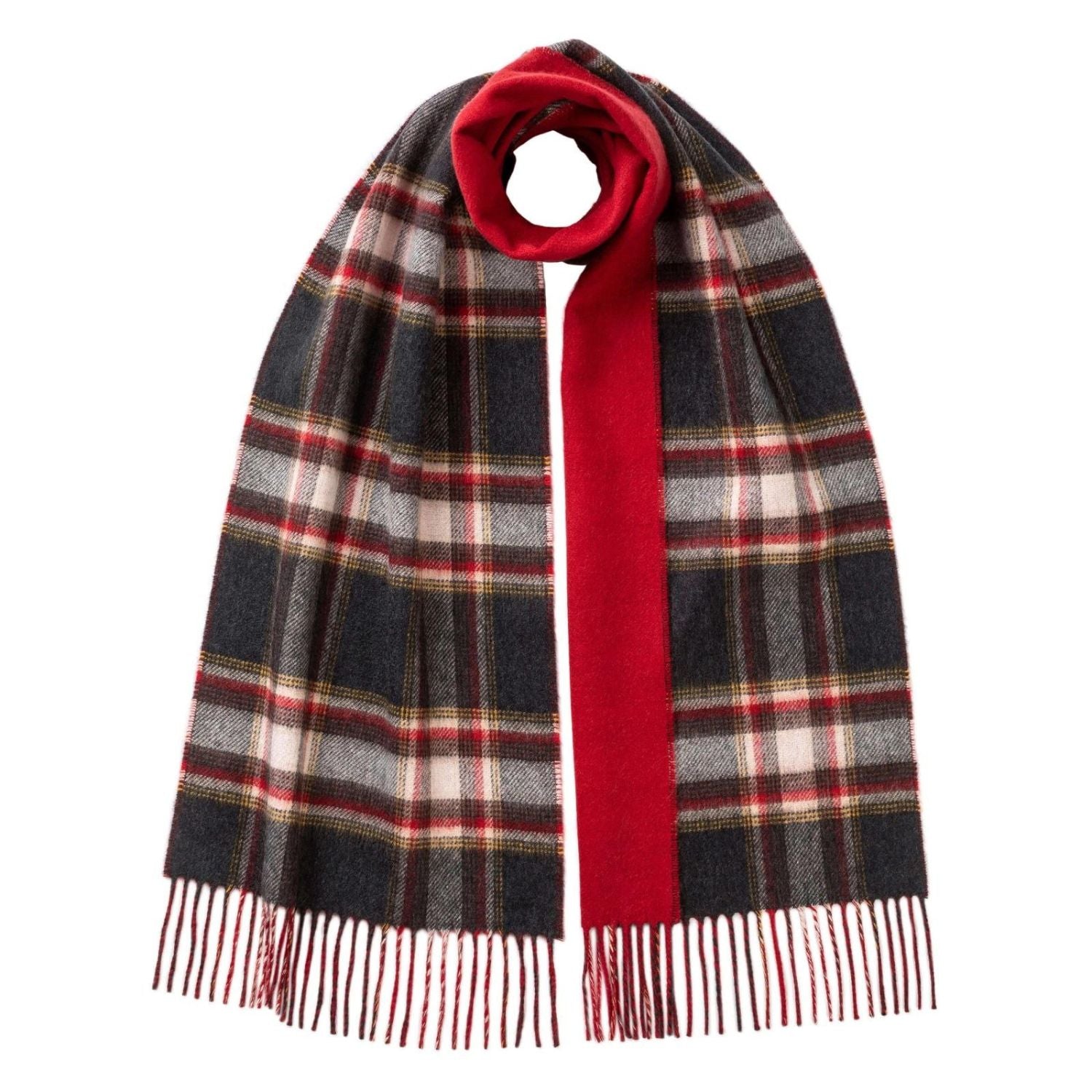 Johnsons of Elgin | Johnstons Cashmere | Mens Reversible Cashmere Scarf | Made in Scotland | Style RU7131 | shop at The Cashmere Choice | London