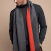 Johnsons of Elgin | Johnstons Cashmere | Mens Reversible Cashmere Scarf | Made in Scotland | Style RU7415 on Model | shop at The Cashmere Choice | London