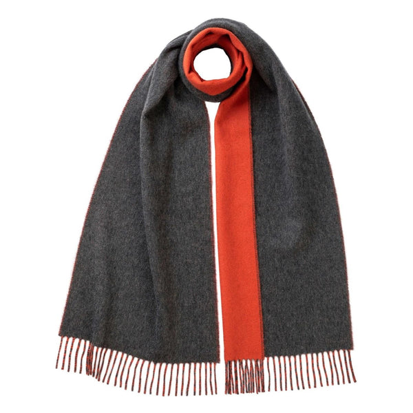 Johnsons of Elgin | Johnstons Cashmere | Mens Reversible Cashmere Scarf | Made in Scotland | Style RU7415 | shop at The Cashmere Choice | London